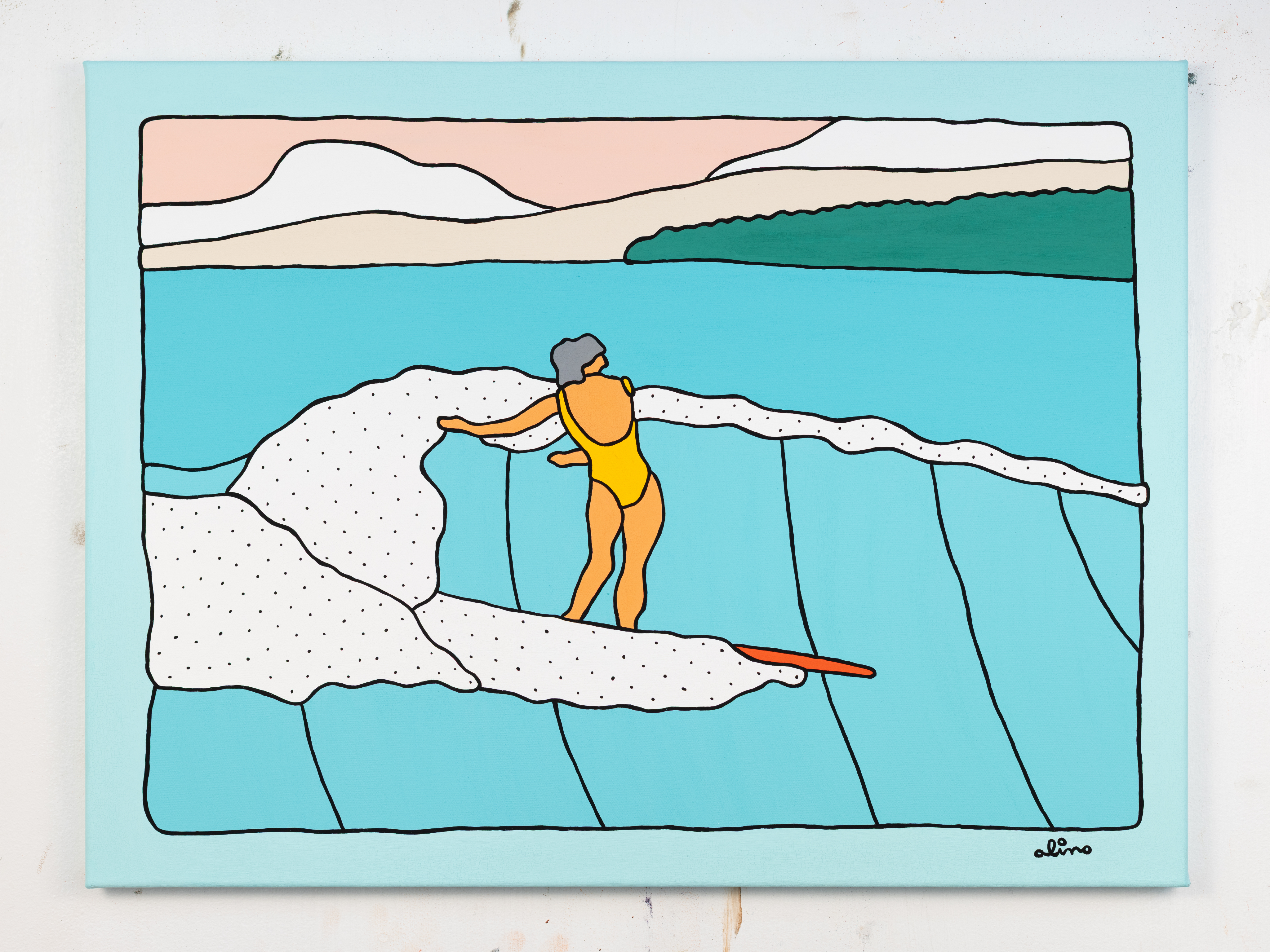 painting of girl holding branches