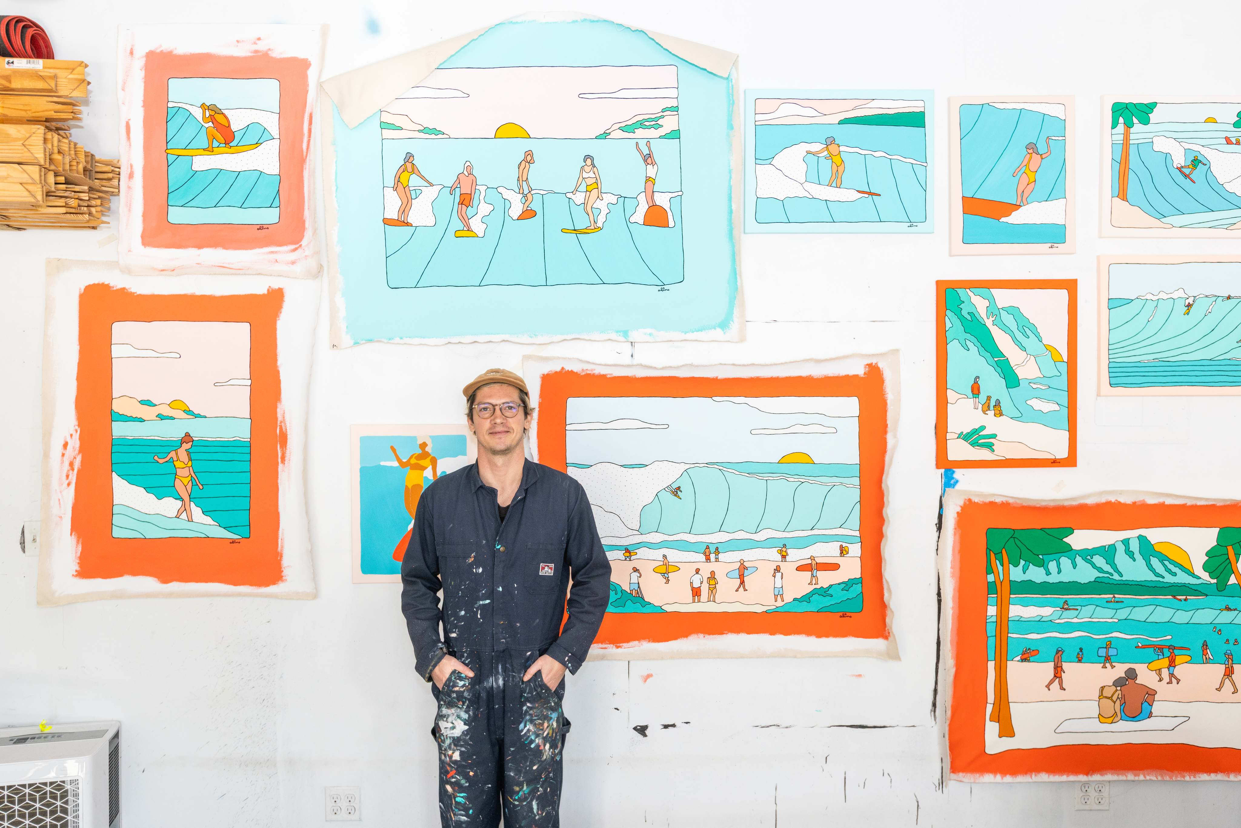 painting of two people on a beach