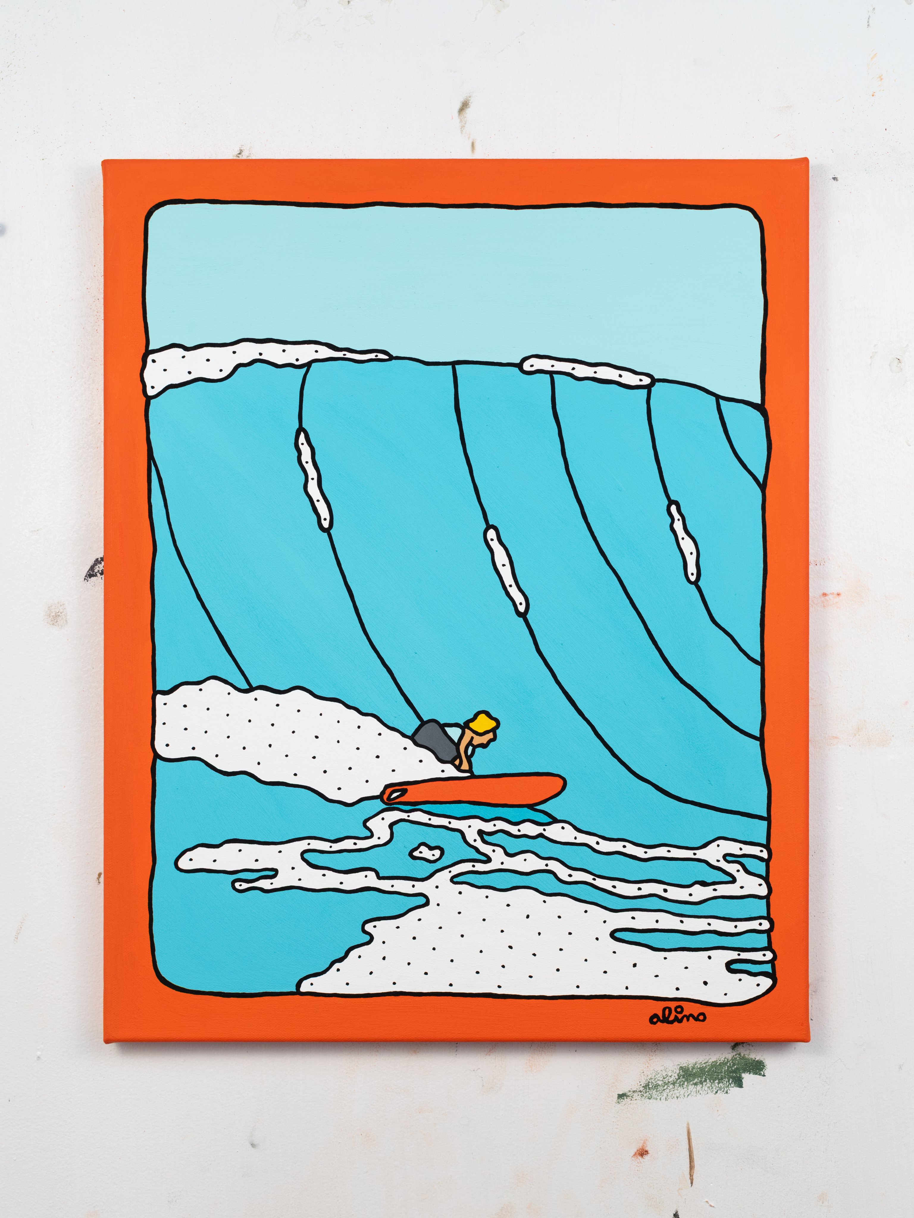 watercolor painting of building near sea